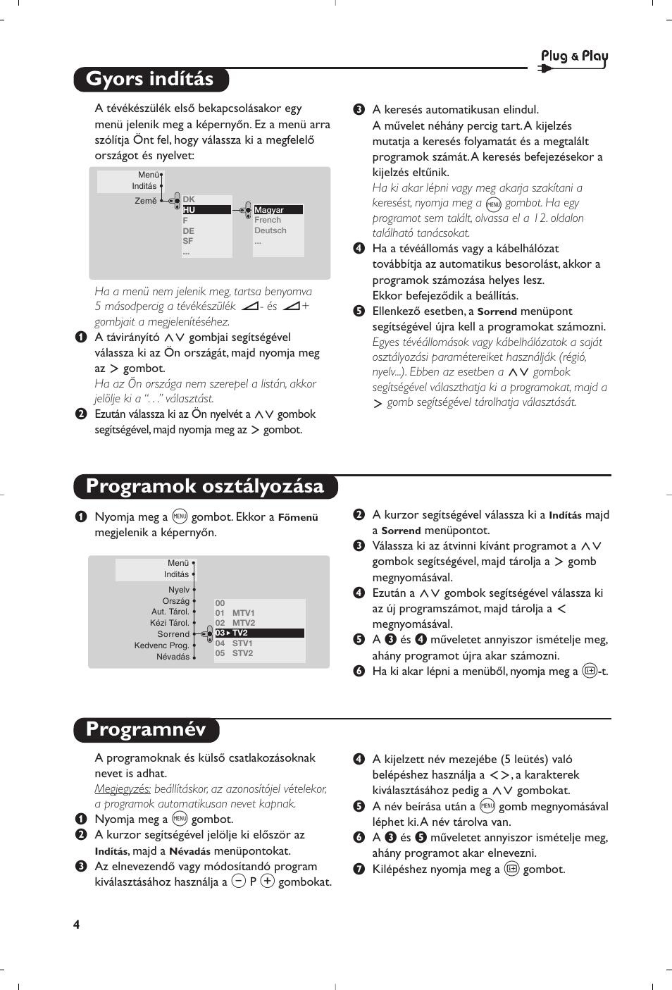 Gyors indítás programok osztályozása programnév | Philips 32PW8819 User Manual | Page 42 / 112