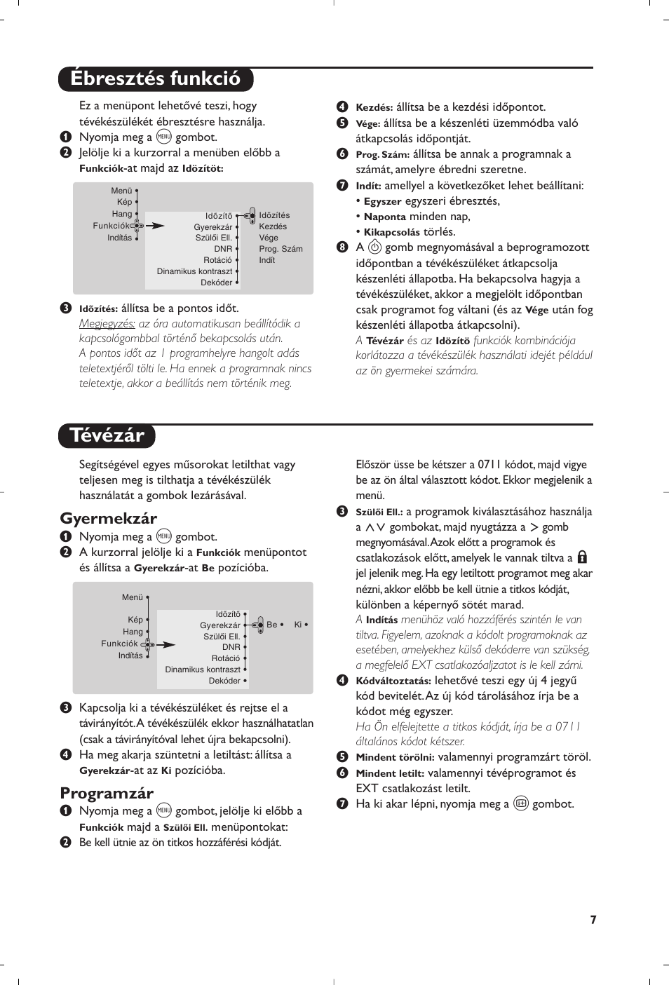 Ébresztés funkció tévézár, Gyermekzár, Programzár | Philips 32PW8819 User Manual | Page 45 / 112