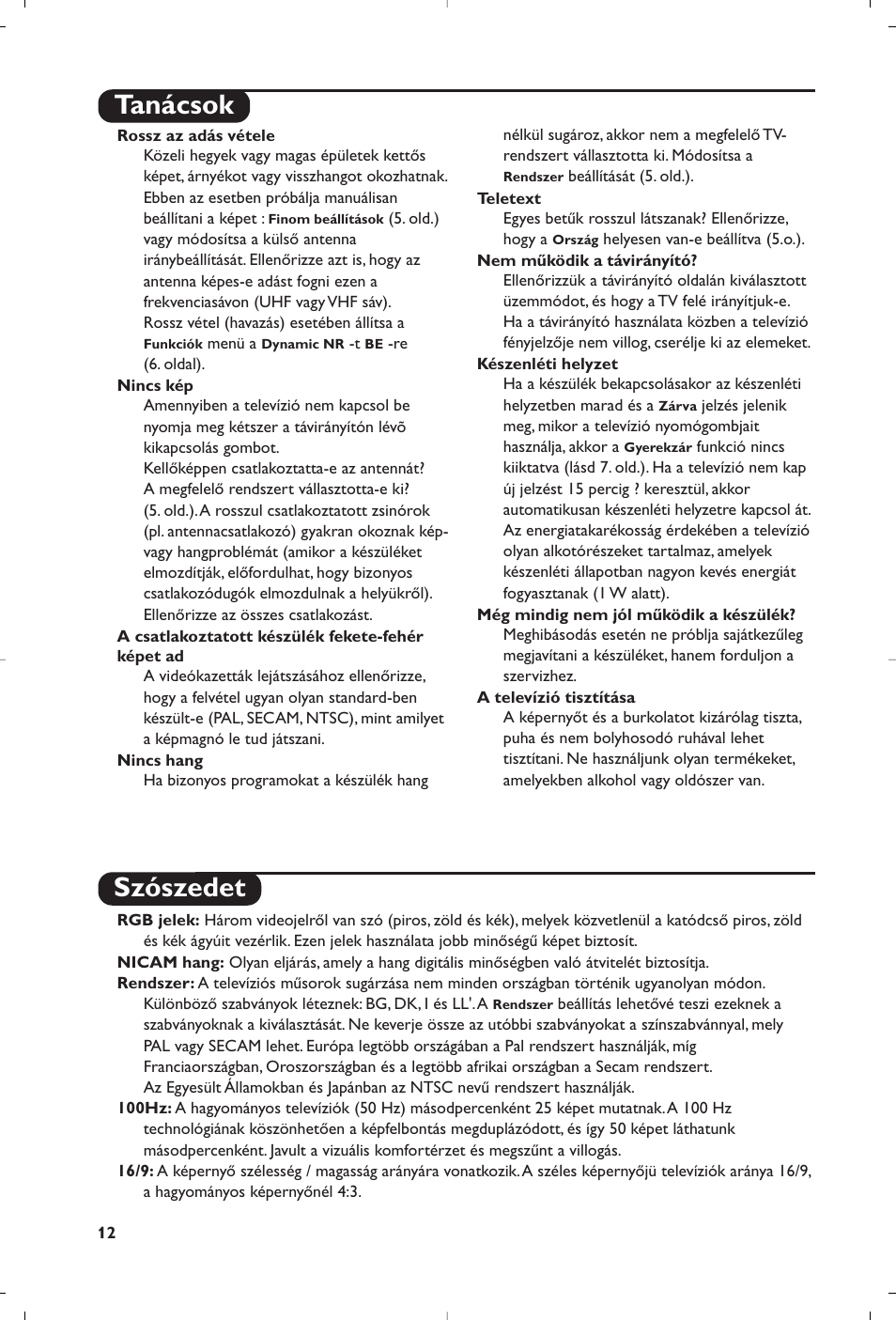 Tanácsok szószedet | Philips 32PW8819 User Manual | Page 50 / 112