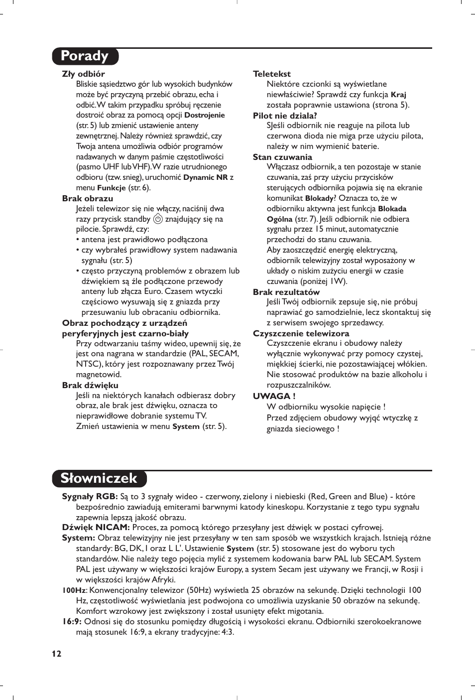 Porady słowniczek | Philips 32PW8819 User Manual | Page 74 / 112