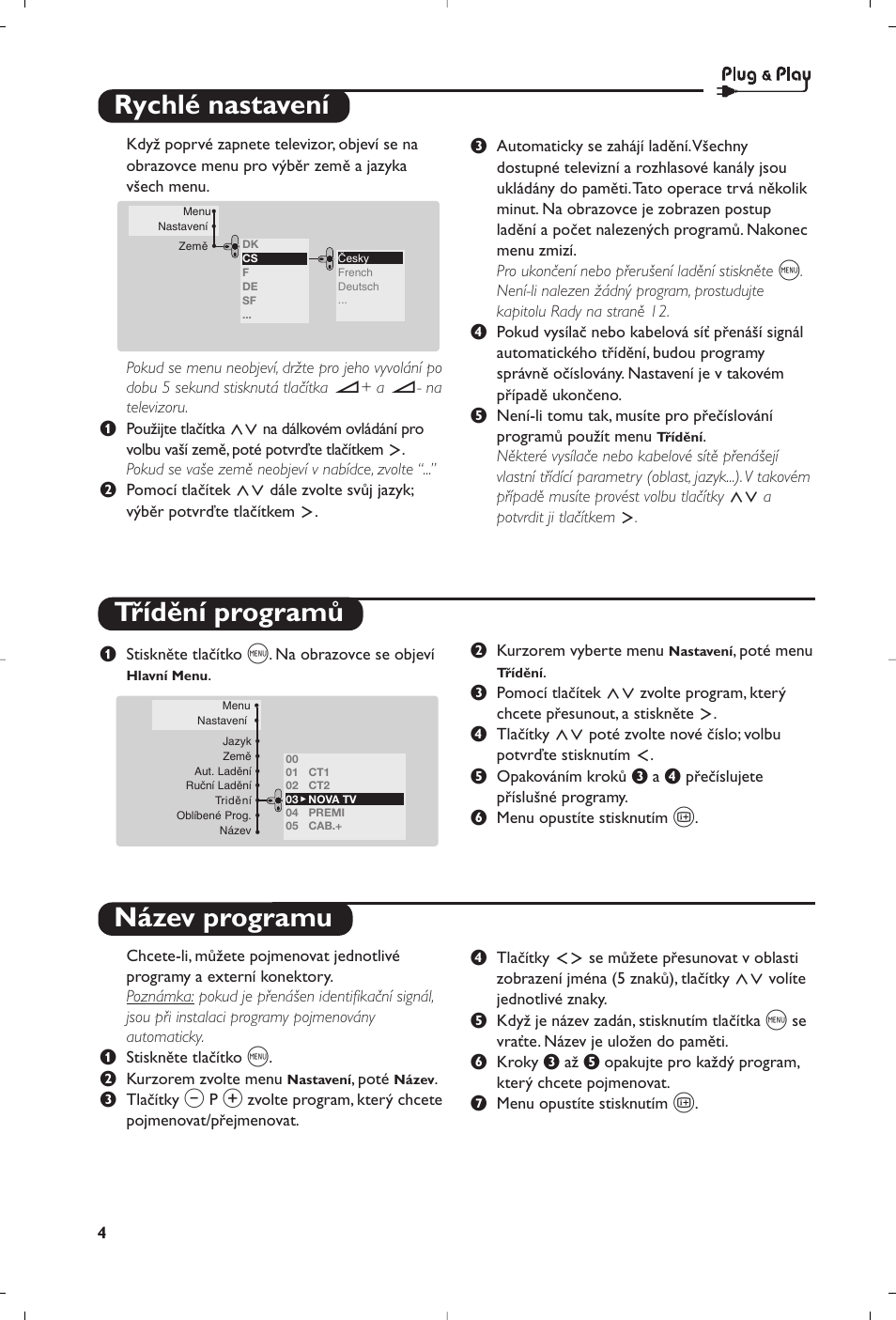 Rychlé nastavení třídění programů název programu | Philips 32PW8819 User Manual | Page 78 / 112