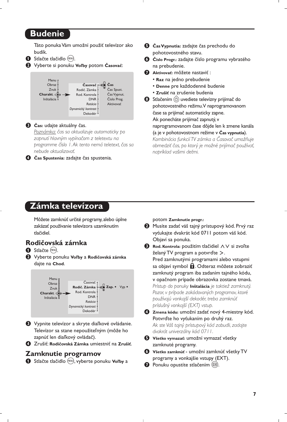 Budenie zámka televízora, Rodičovská zámka, Zamknutie programov | Philips 32PW8819 User Manual | Page 93 / 112