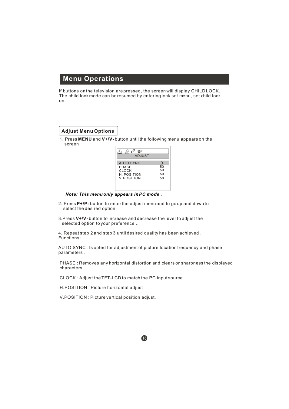Menu operations | haier WL22T1 User Manual | Page 18 / 27