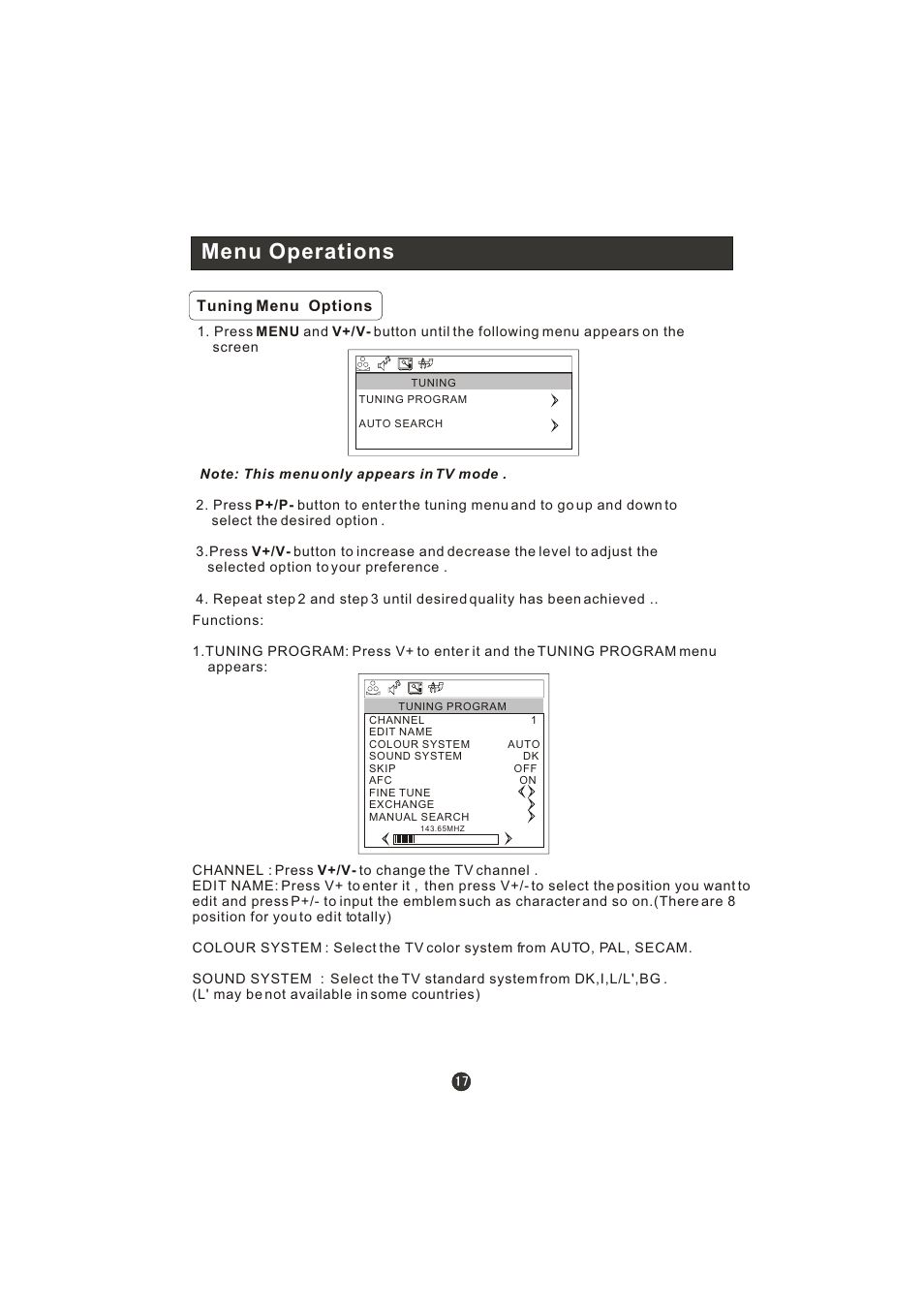 Menu operations | haier WL22T1 User Manual | Page 19 / 27