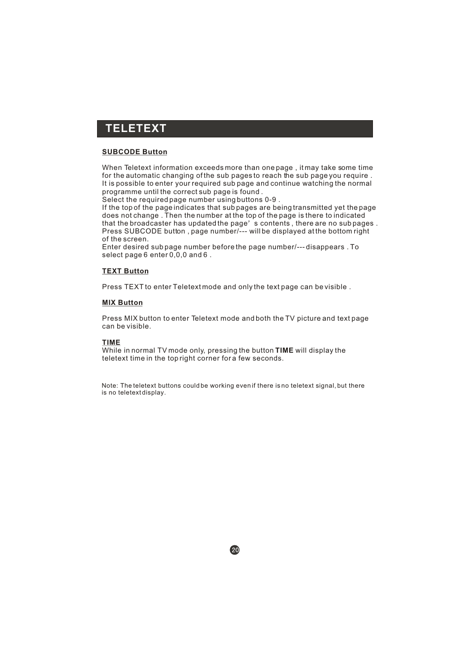 Teletext | haier WL22T1 User Manual | Page 22 / 27