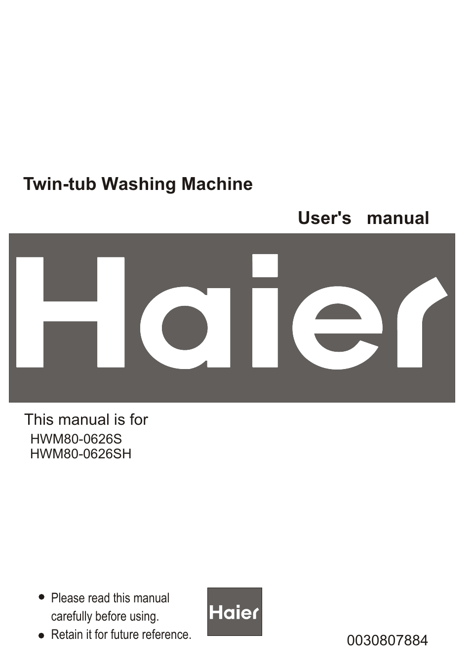 haier HWM80-0626S User Manual | 19 pages