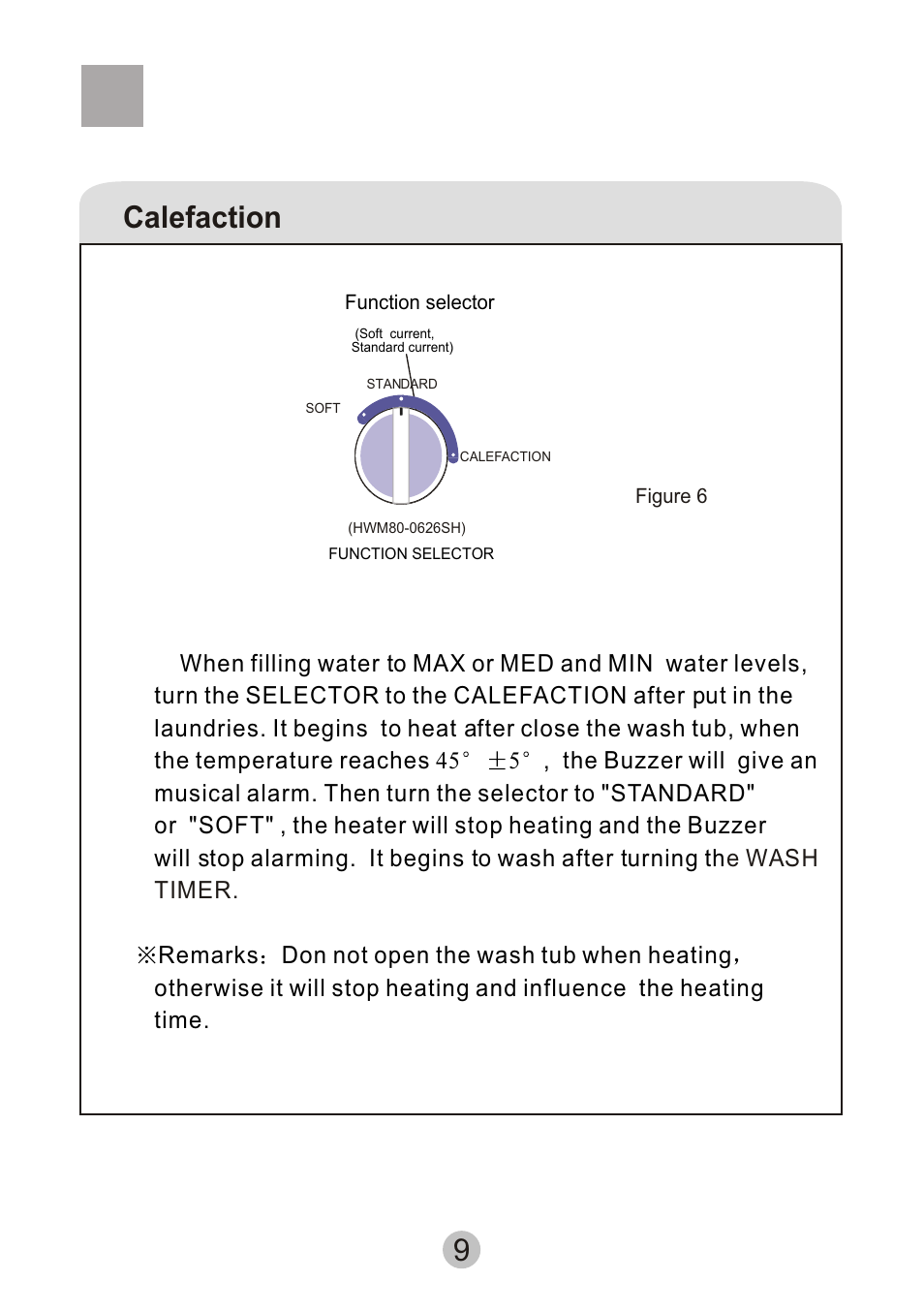 Wash, Calefaction | haier HWM80-0626S User Manual | Page 11 / 19