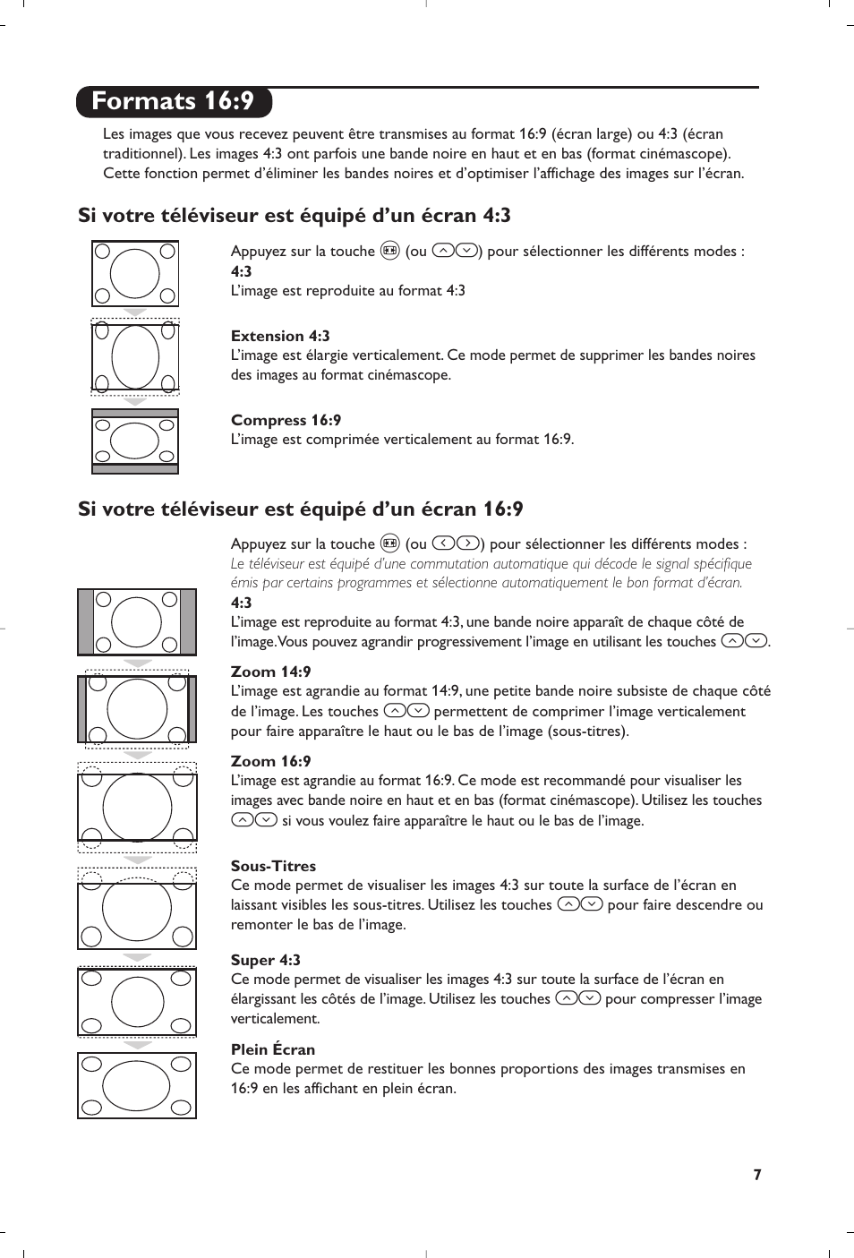 Formats 16:9 | Philips 28PW6008 User Manual | Page 19 / 84