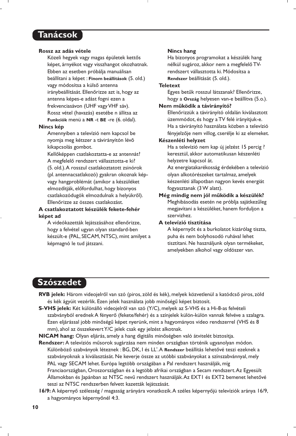 Tanácsok szószedet | Philips 28PW6008 User Manual | Page 32 / 84