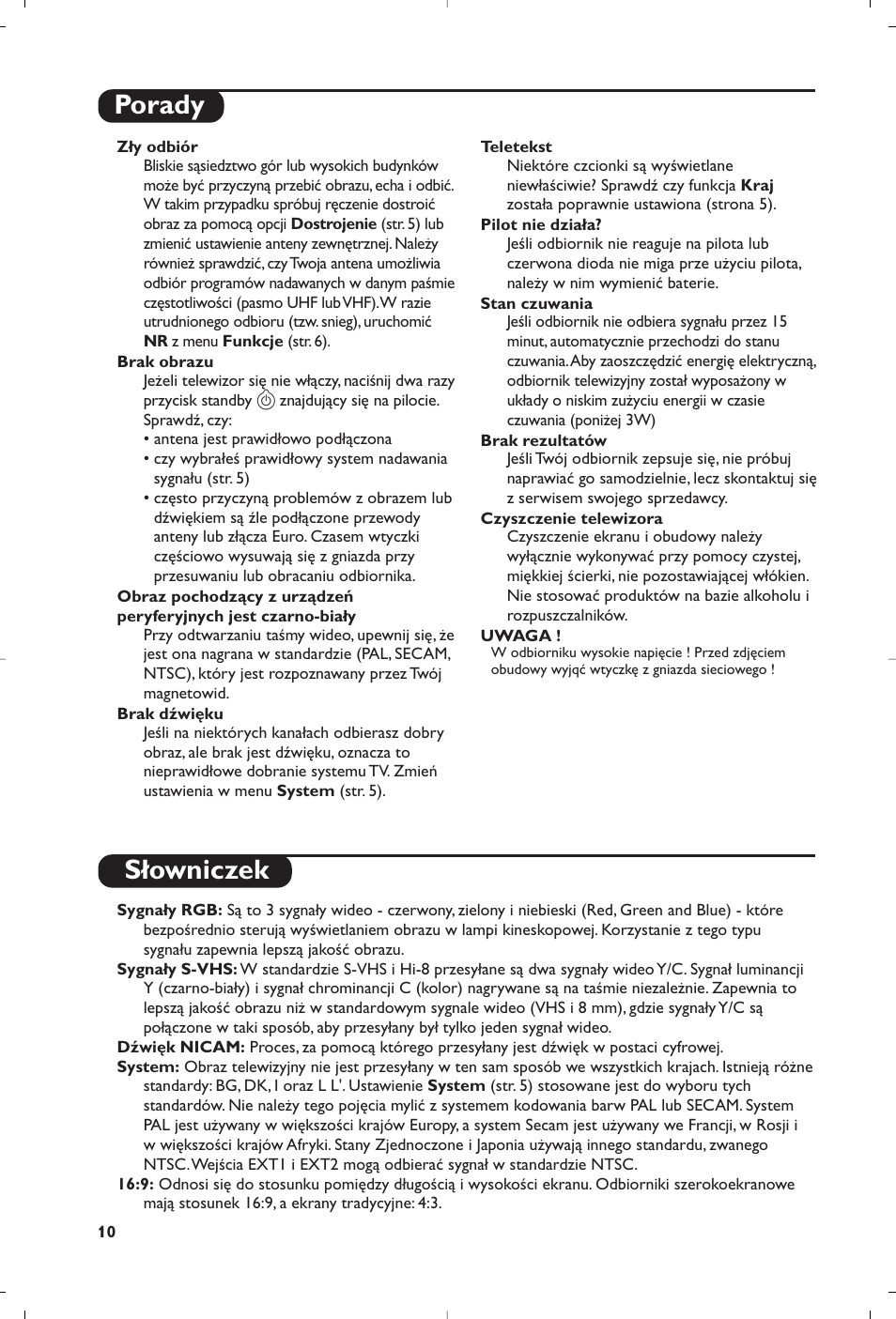 Porady słowniczek | Philips 28PW6008 User Manual | Page 52 / 84