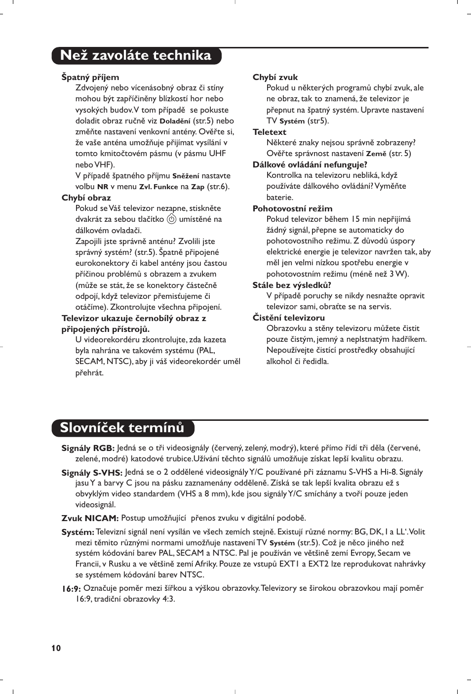 Než zavoláte technika slovníček termínů | Philips 28PW6008 User Manual | Page 62 / 84