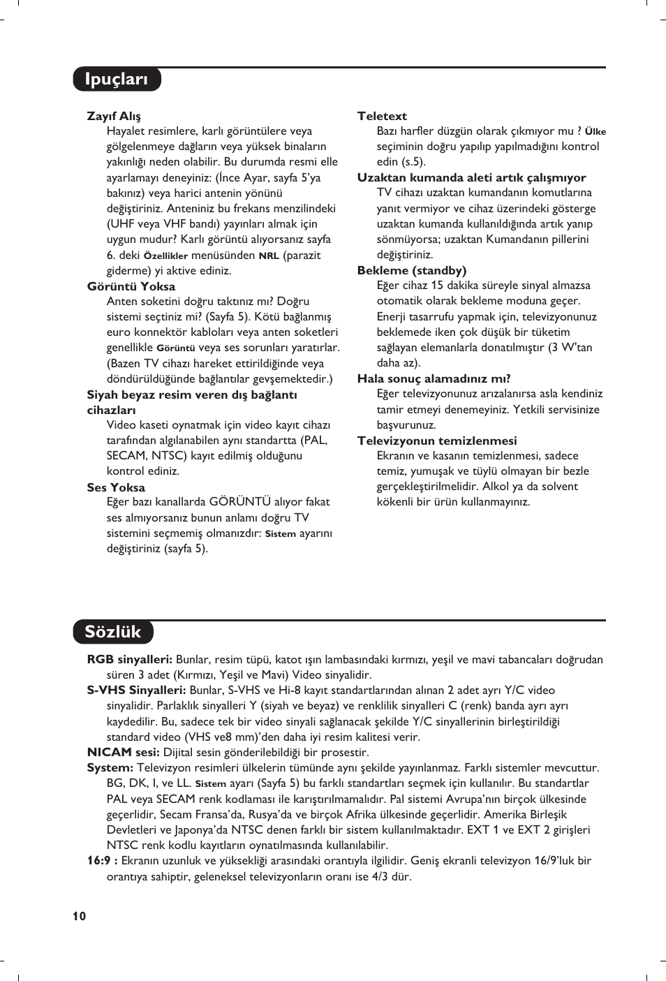 Ipuçlar› sözlük | Philips 28PW6008 User Manual | Page 82 / 84