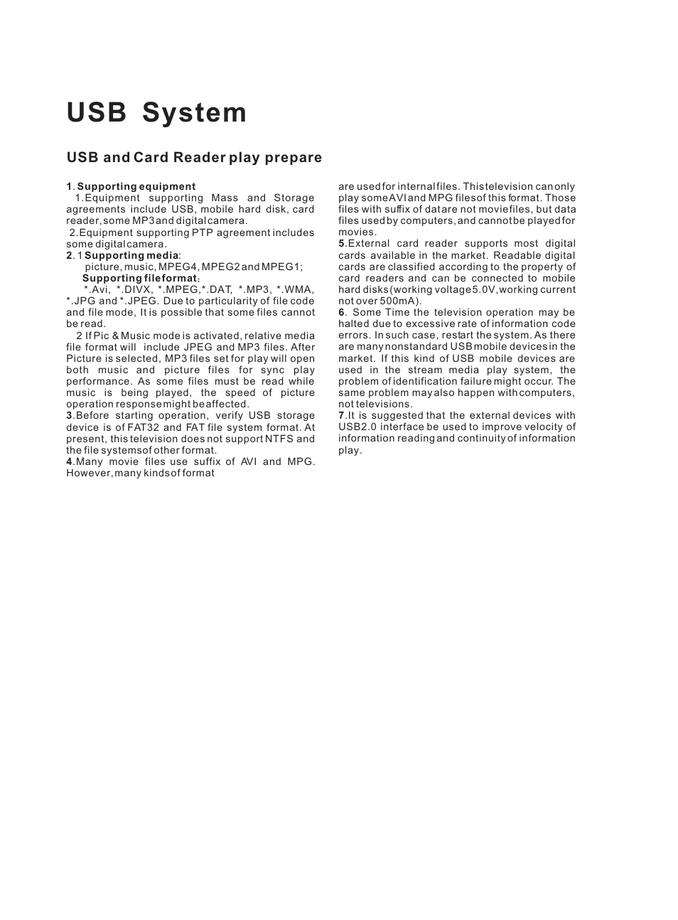Usb system | haier HL47E User Manual | Page 35 / 50
