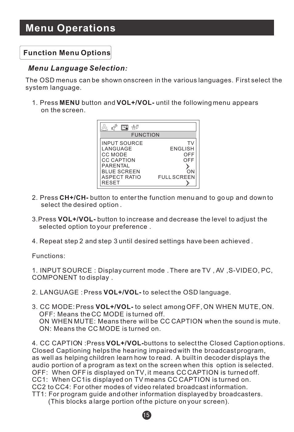 Menu operations | haier HLA15 User Manual | Page 18 / 27