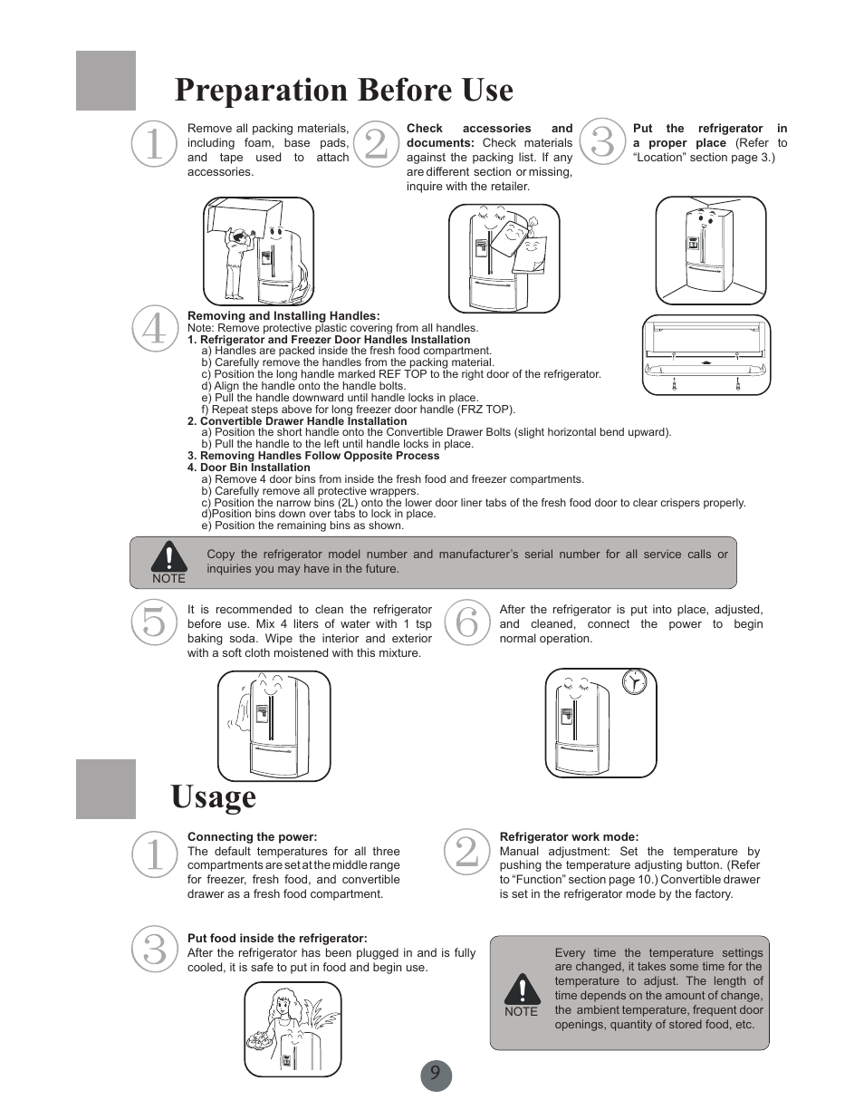 Preparation before use, Usage | haier PRCS25SD User Manual | Page 10 / 96
