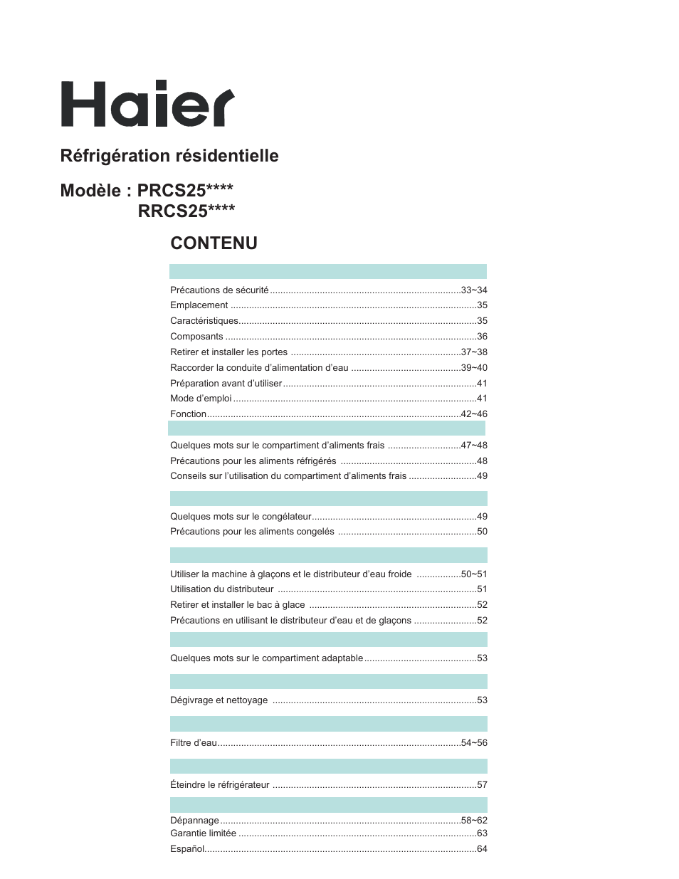 haier PRCS25SD User Manual | Page 33 / 96