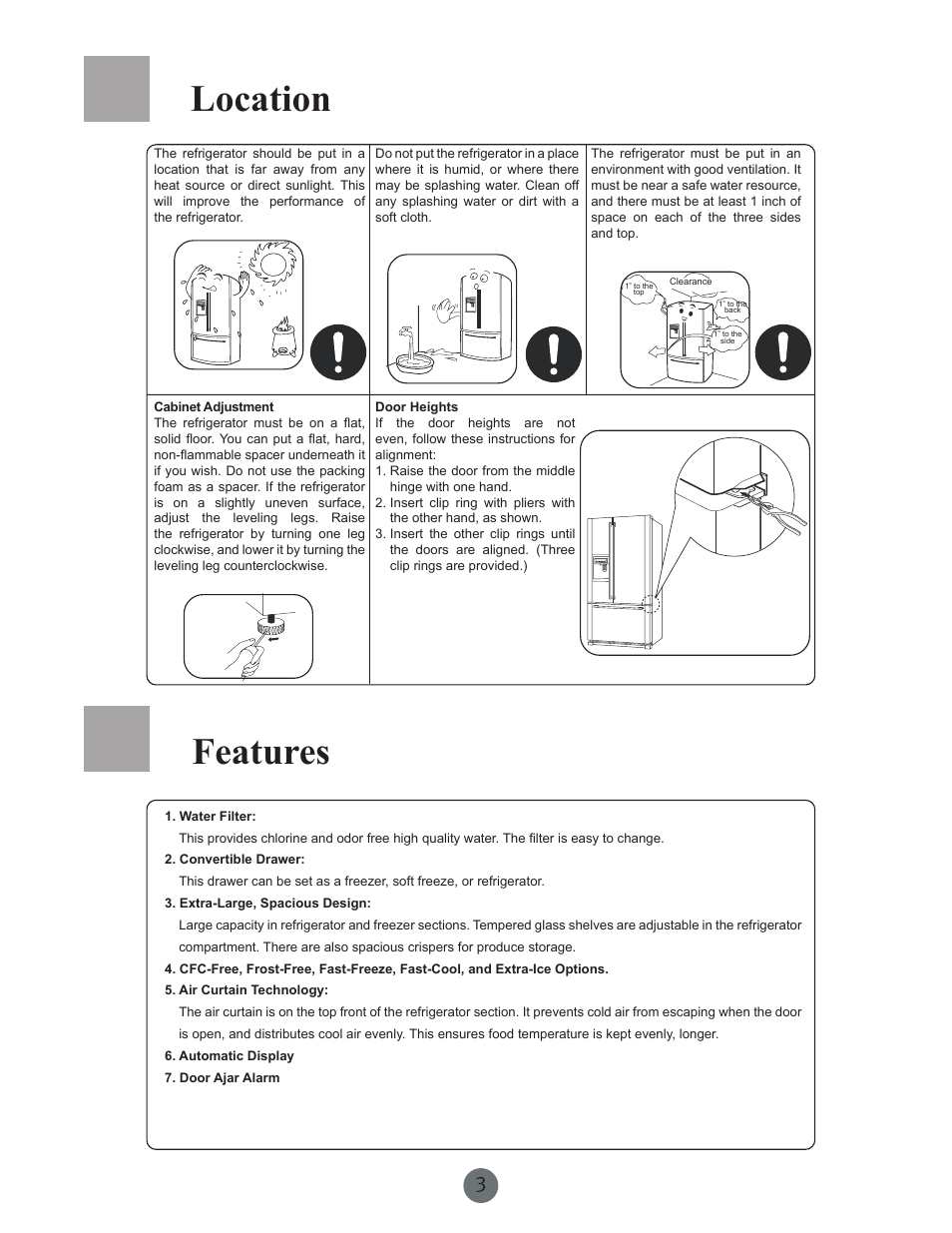 Location features | haier PRCS25SD User Manual | Page 4 / 96