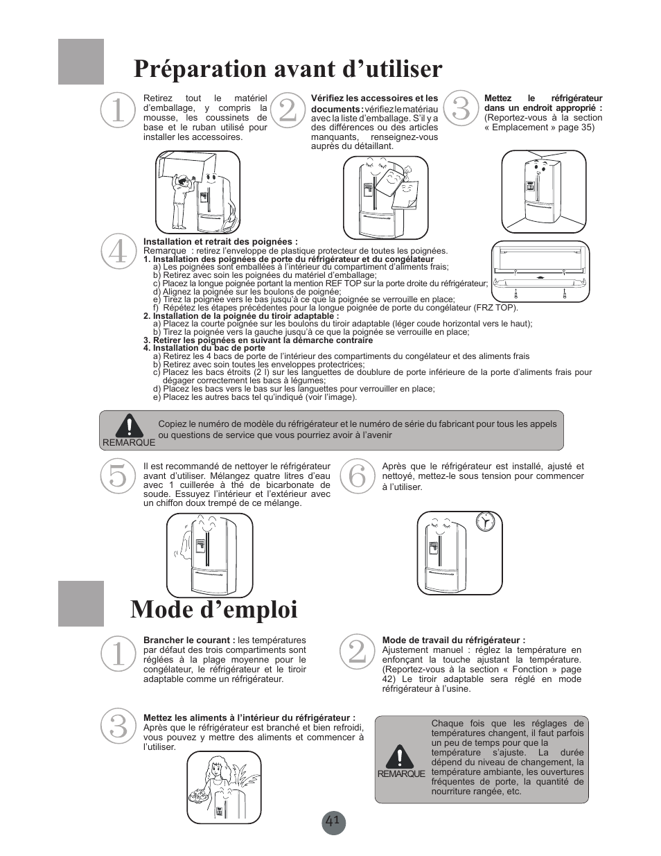 Préparation avant d’utiliser, Mode d’emploi | haier PRCS25SD User Manual | Page 42 / 96