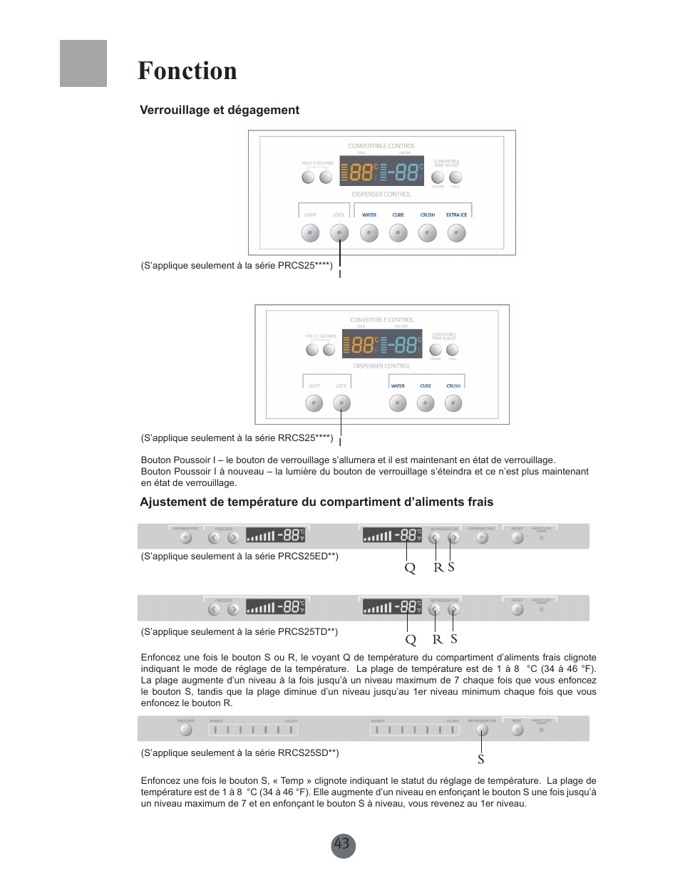 Fonction | haier PRCS25SD User Manual | Page 44 / 96