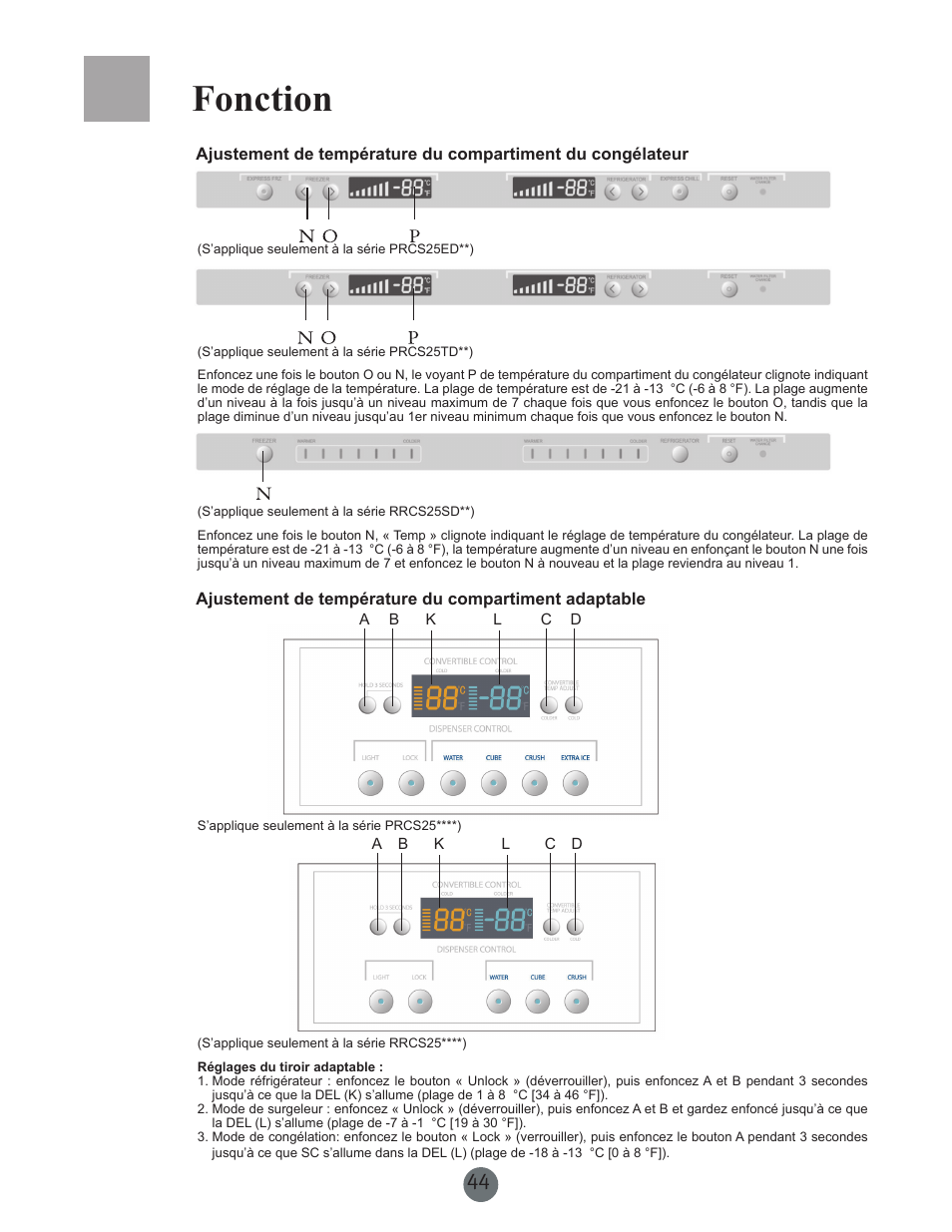 Fonction | haier PRCS25SD User Manual | Page 45 / 96