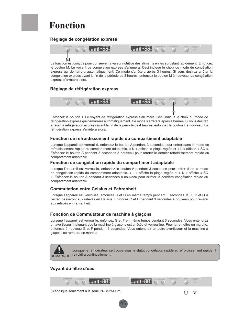Fonction | haier PRCS25SD User Manual | Page 46 / 96