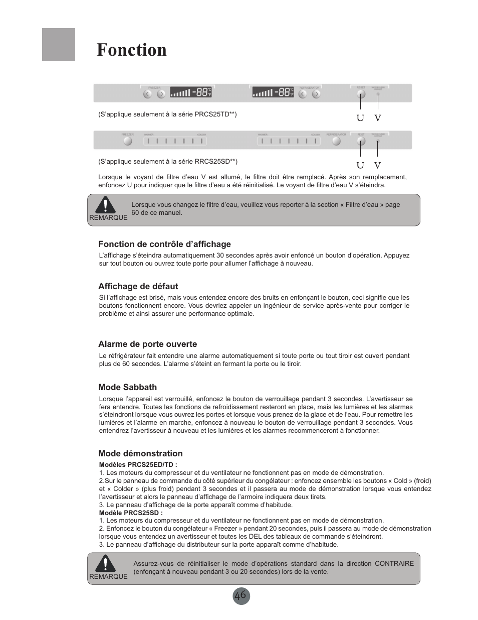 Fonction | haier PRCS25SD User Manual | Page 47 / 96