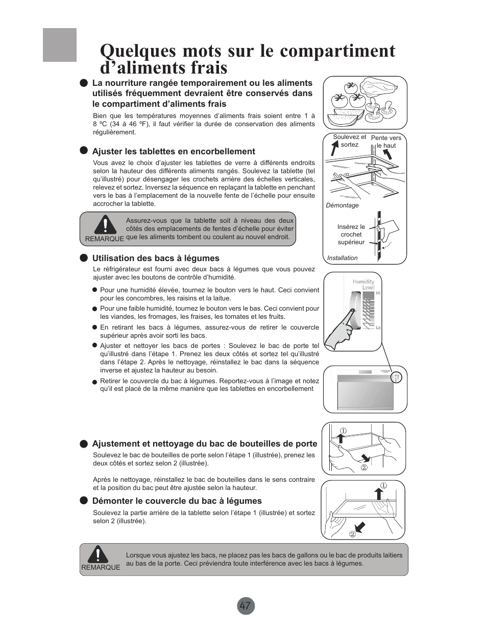 Quelques mots sur le compartiment d’aliments frais | haier PRCS25SD User Manual | Page 48 / 96