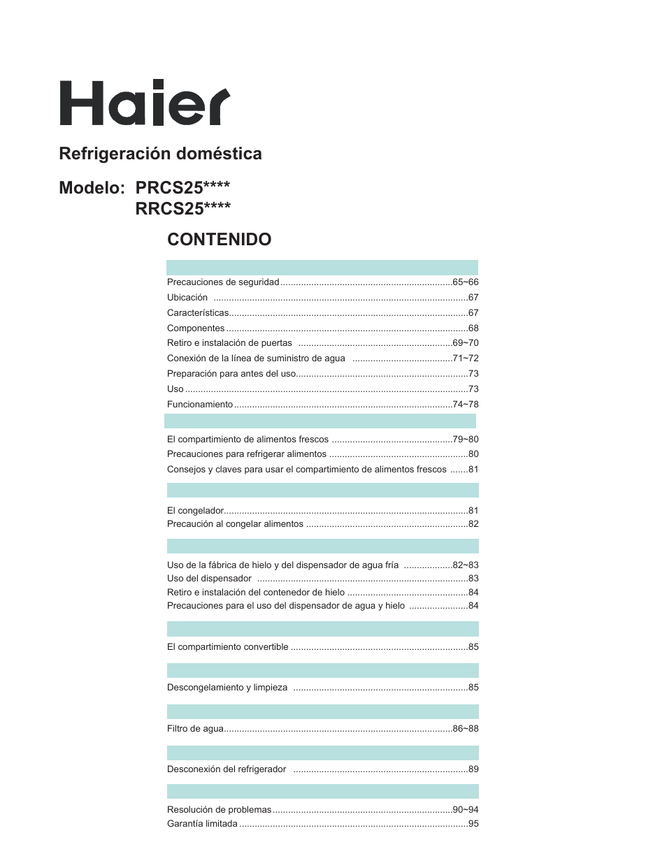 haier PRCS25SD User Manual | Page 65 / 96