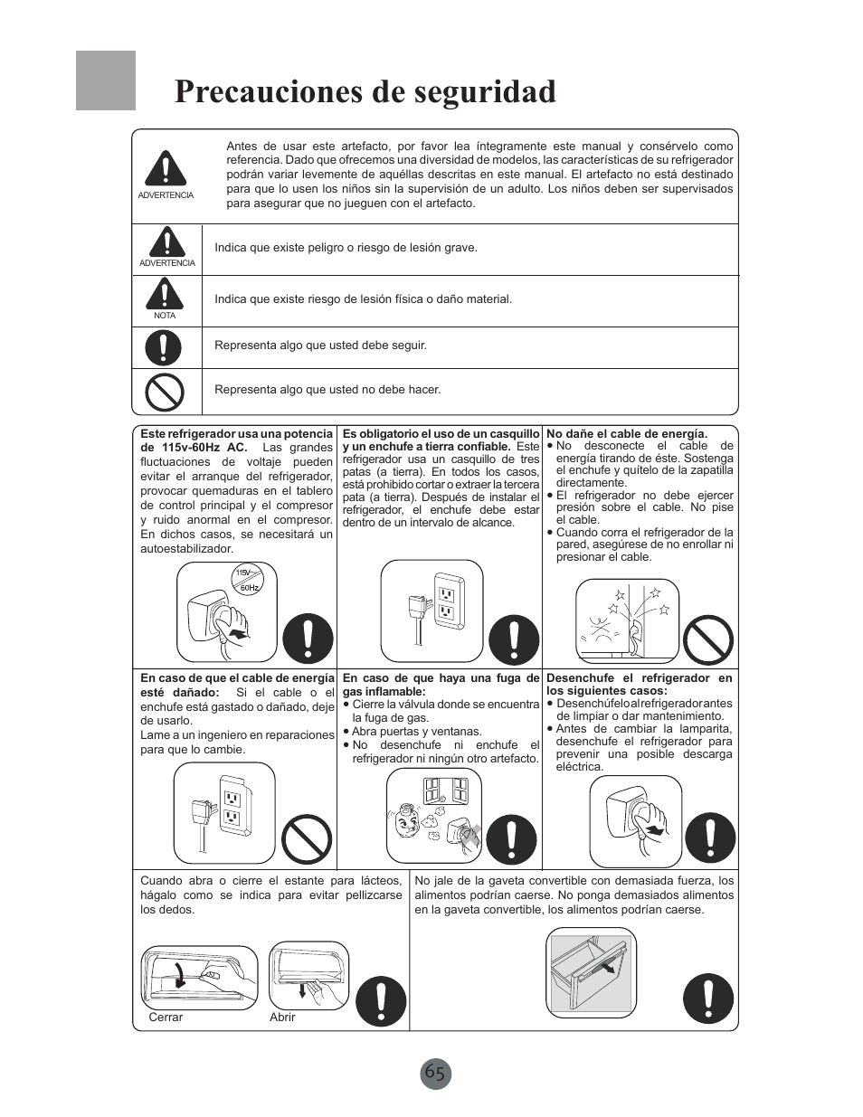 Precauciones de seguridad | haier PRCS25SD User Manual | Page 66 / 96