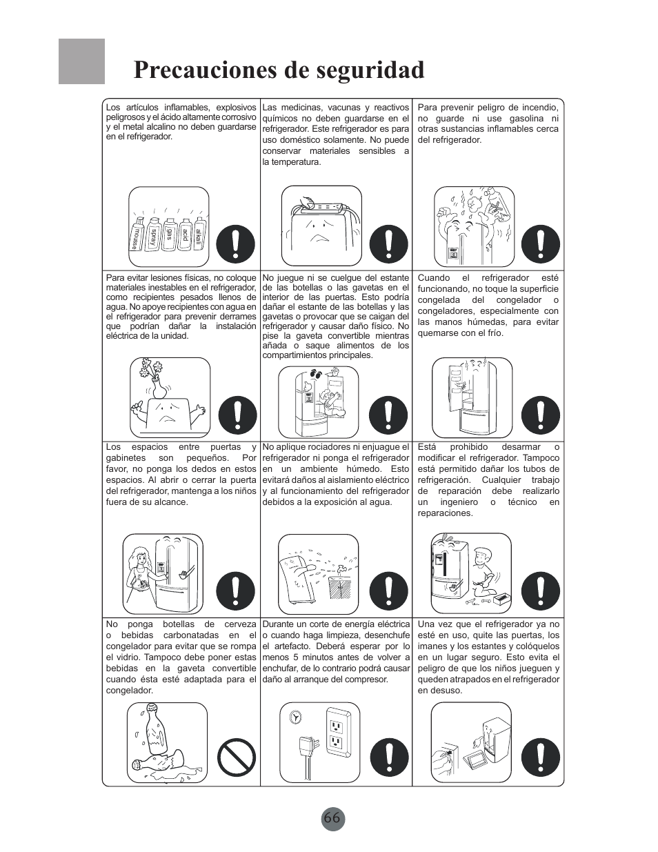 Precauciones de seguridad | haier PRCS25SD User Manual | Page 67 / 96