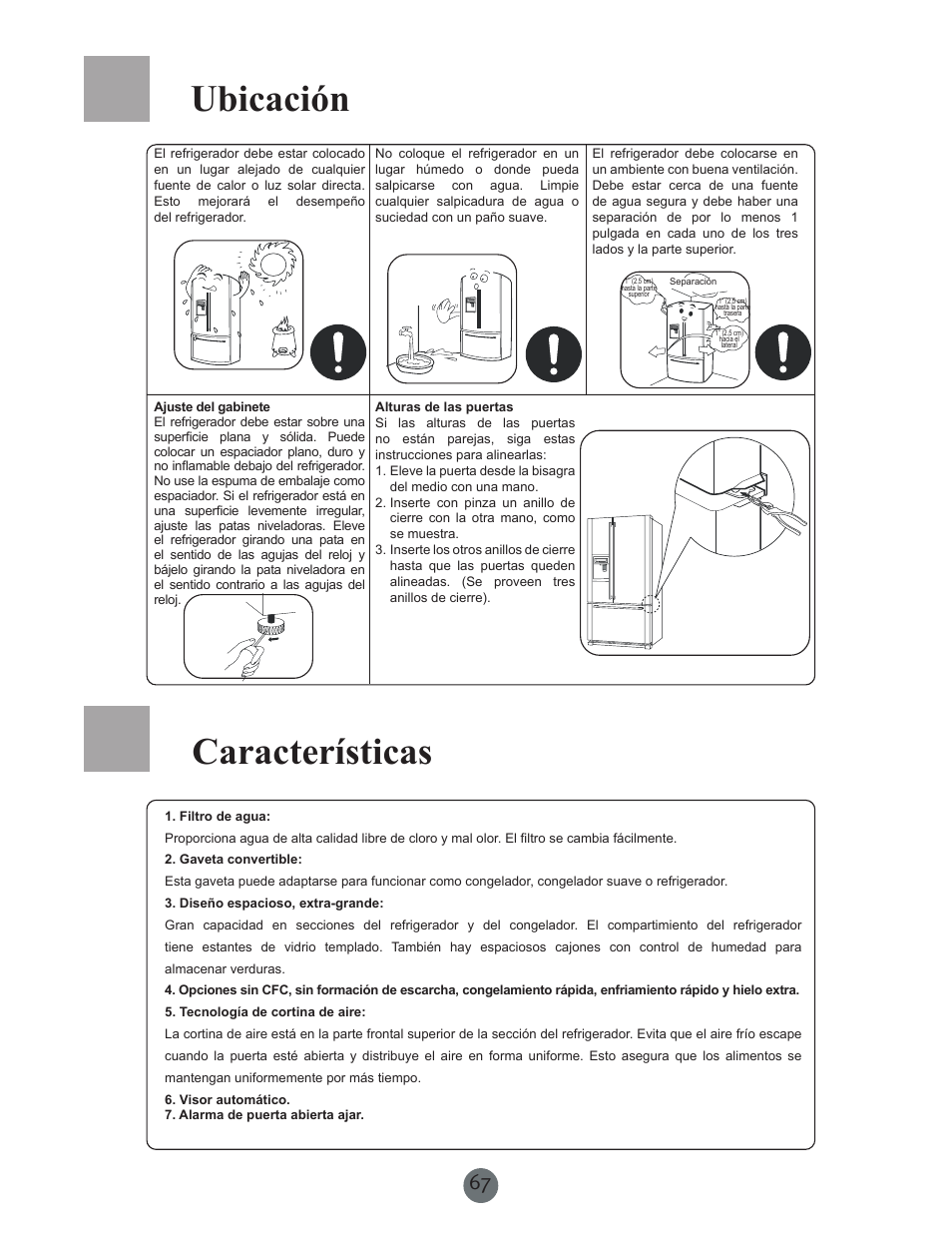 Ubicación características | haier PRCS25SD User Manual | Page 68 / 96