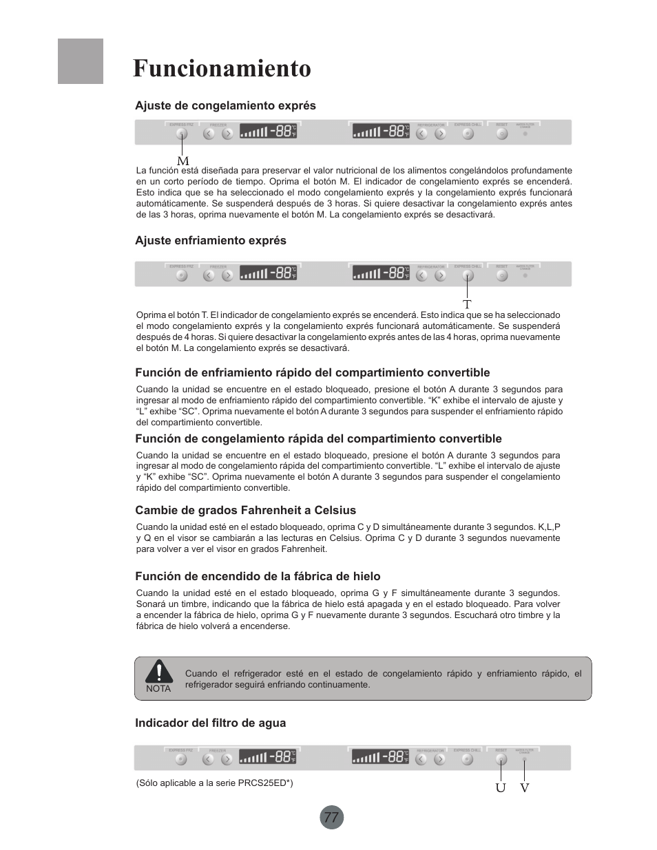 Funcionamiento | haier PRCS25SD User Manual | Page 78 / 96