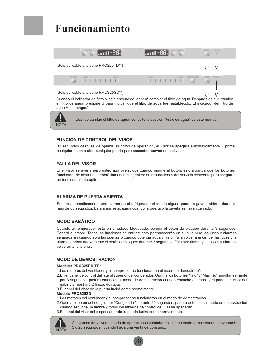 Funcionamiento | haier PRCS25SD User Manual | Page 79 / 96