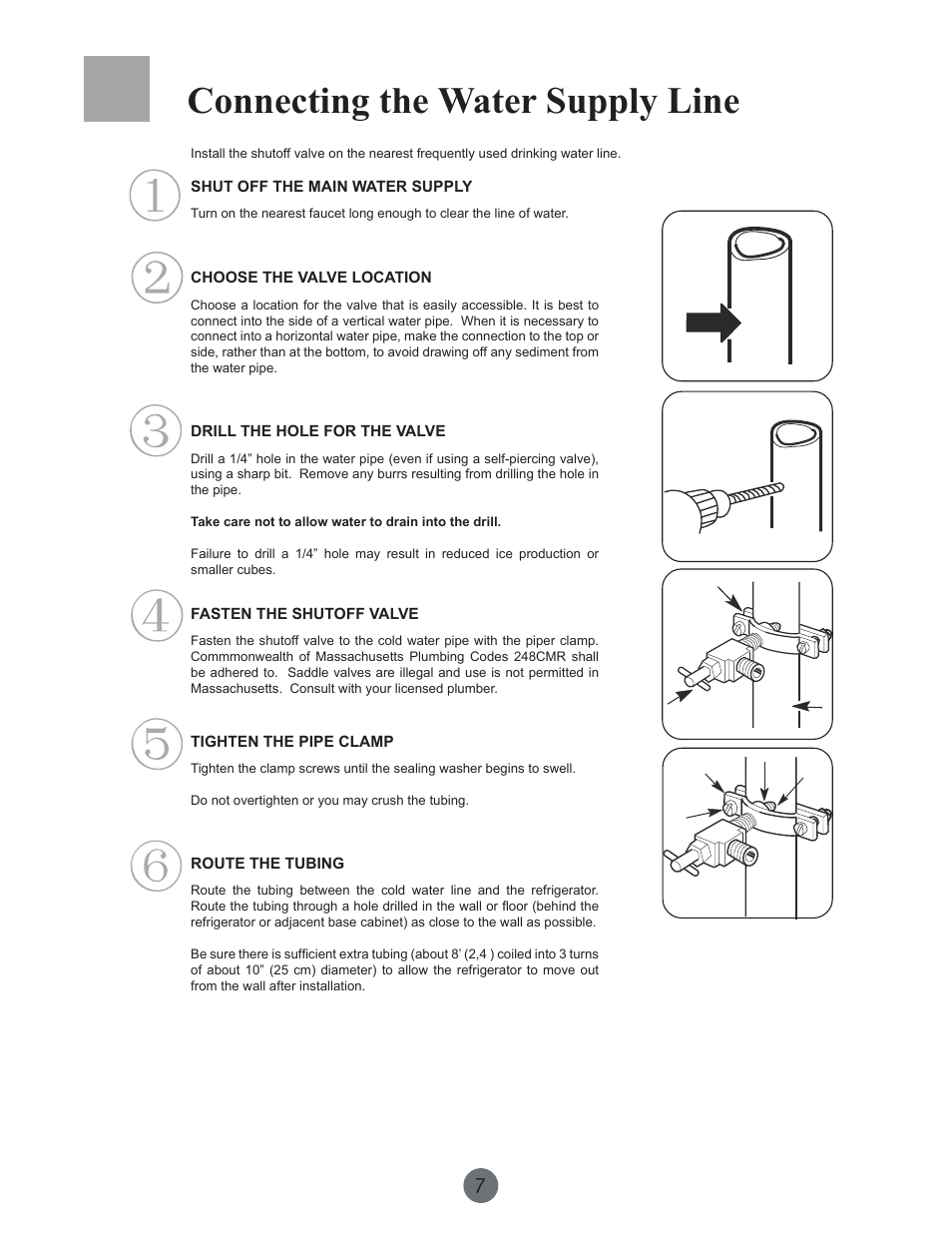 Connecting the water supply line | haier PRCS25SD User Manual | Page 8 / 96