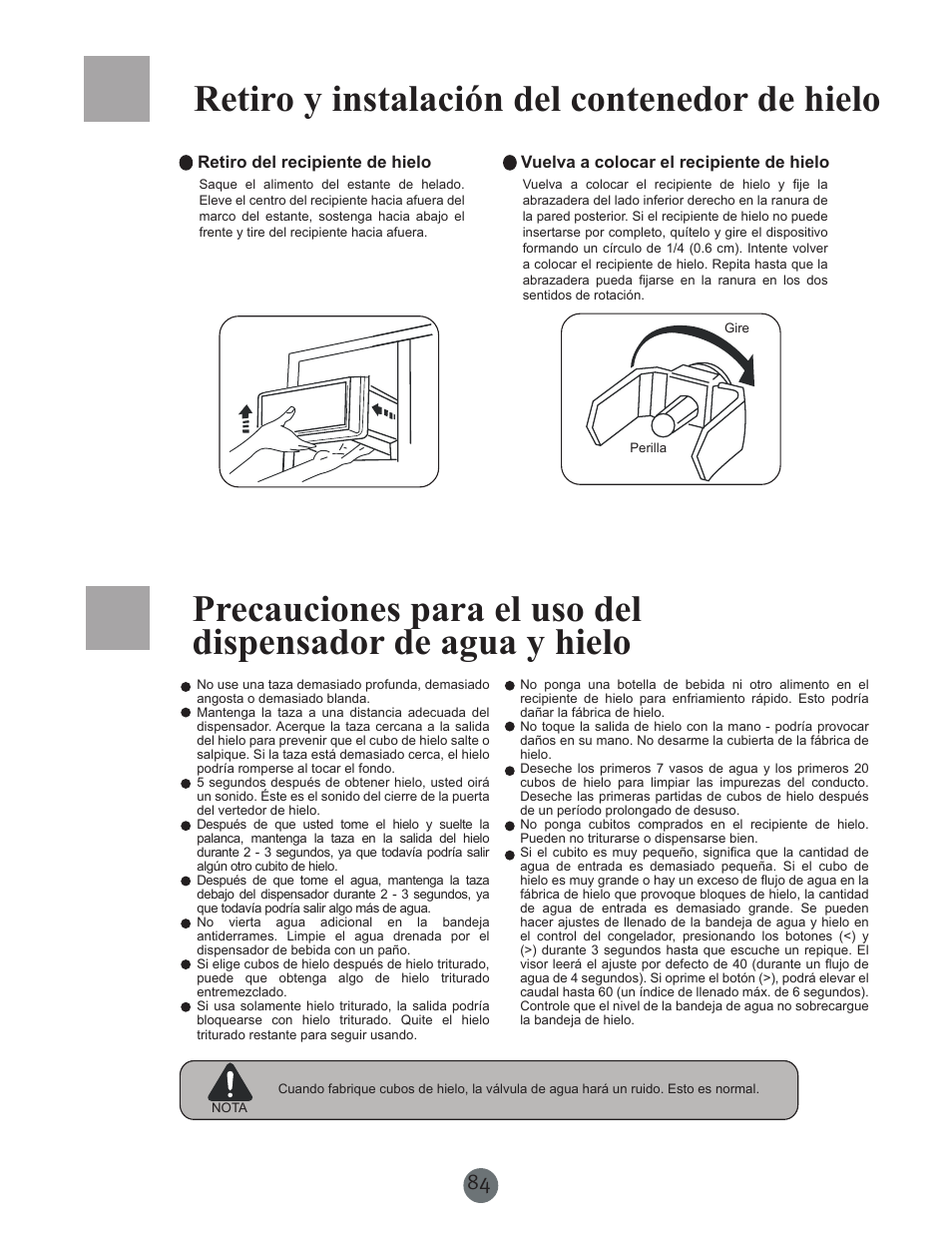 Retiro y instalación del contenedor de hielo | haier PRCS25SD User Manual | Page 85 / 96