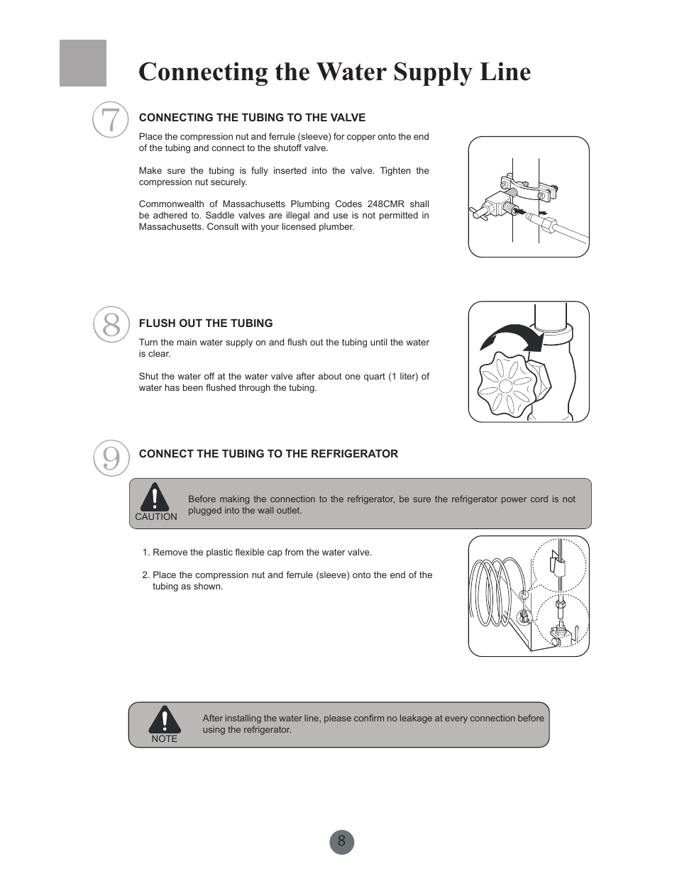 Connecting the water supply line | haier PRCS25SD User Manual | Page 9 / 96