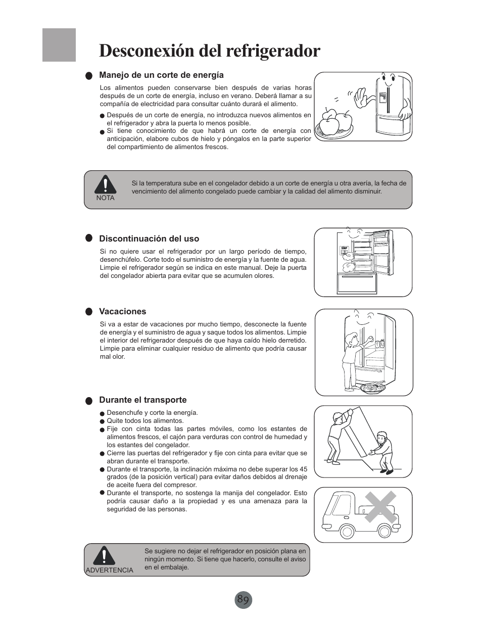 Desconexión del refrigerador | haier PRCS25SD User Manual | Page 90 / 96