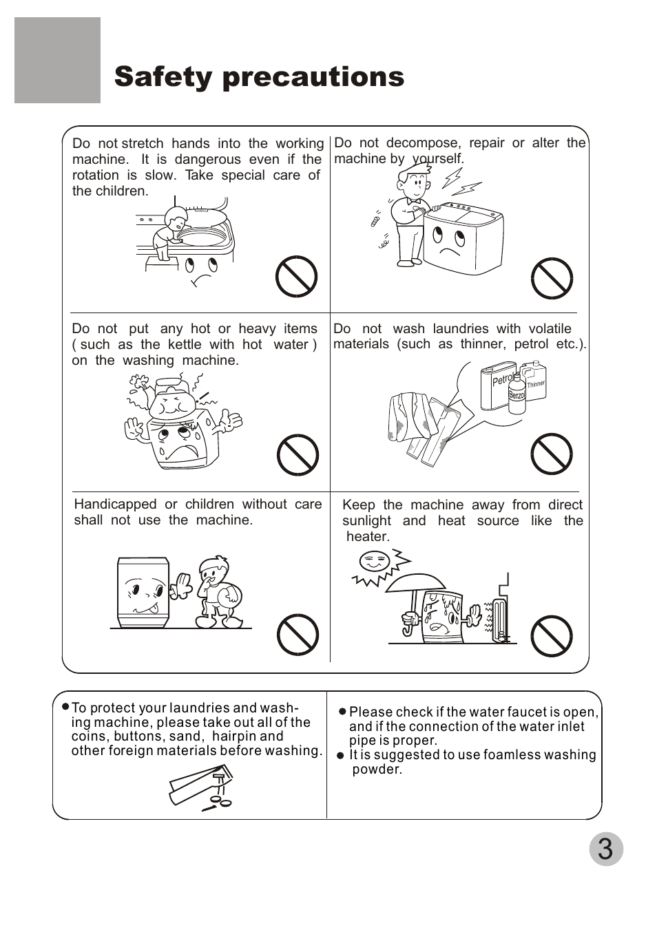 Safety precautions | haier HWM120-AS User Manual | Page 5 / 18