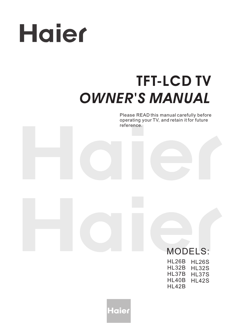haier HL40B User Manual | 45 pages