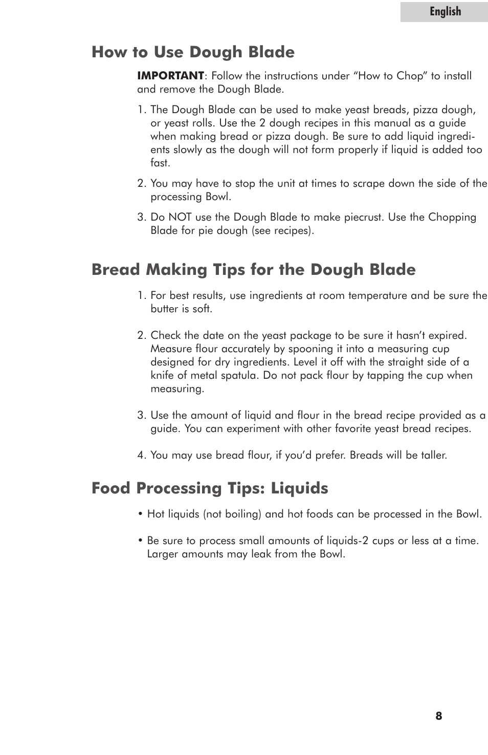Bread making tips for the dough blade | haier HFP400SS User Manual | Page 9 / 16