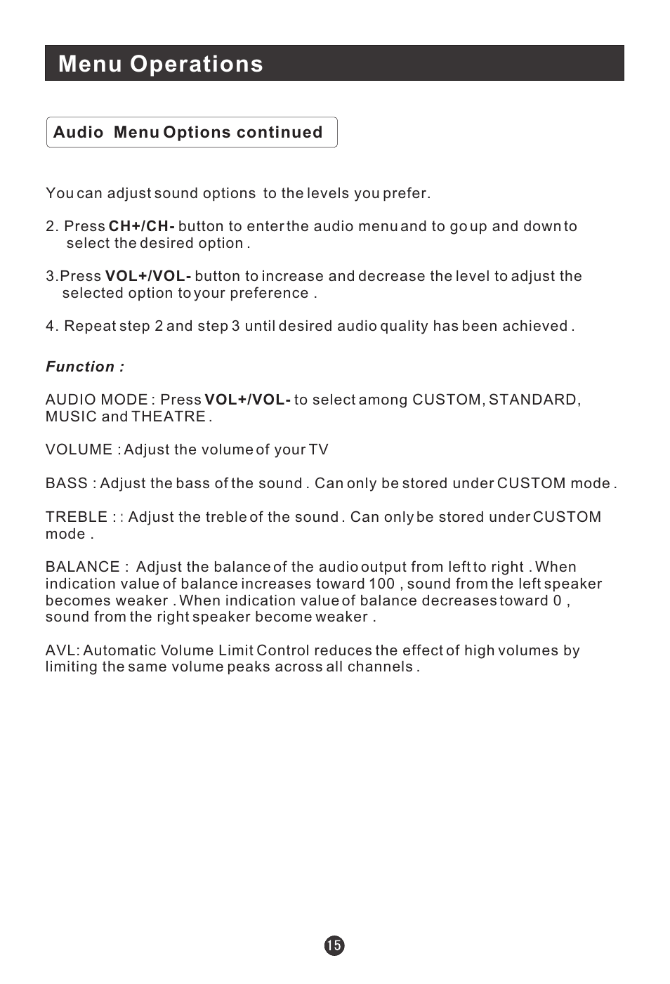 Menu operations | haier HLC15B User Manual | Page 20 / 42