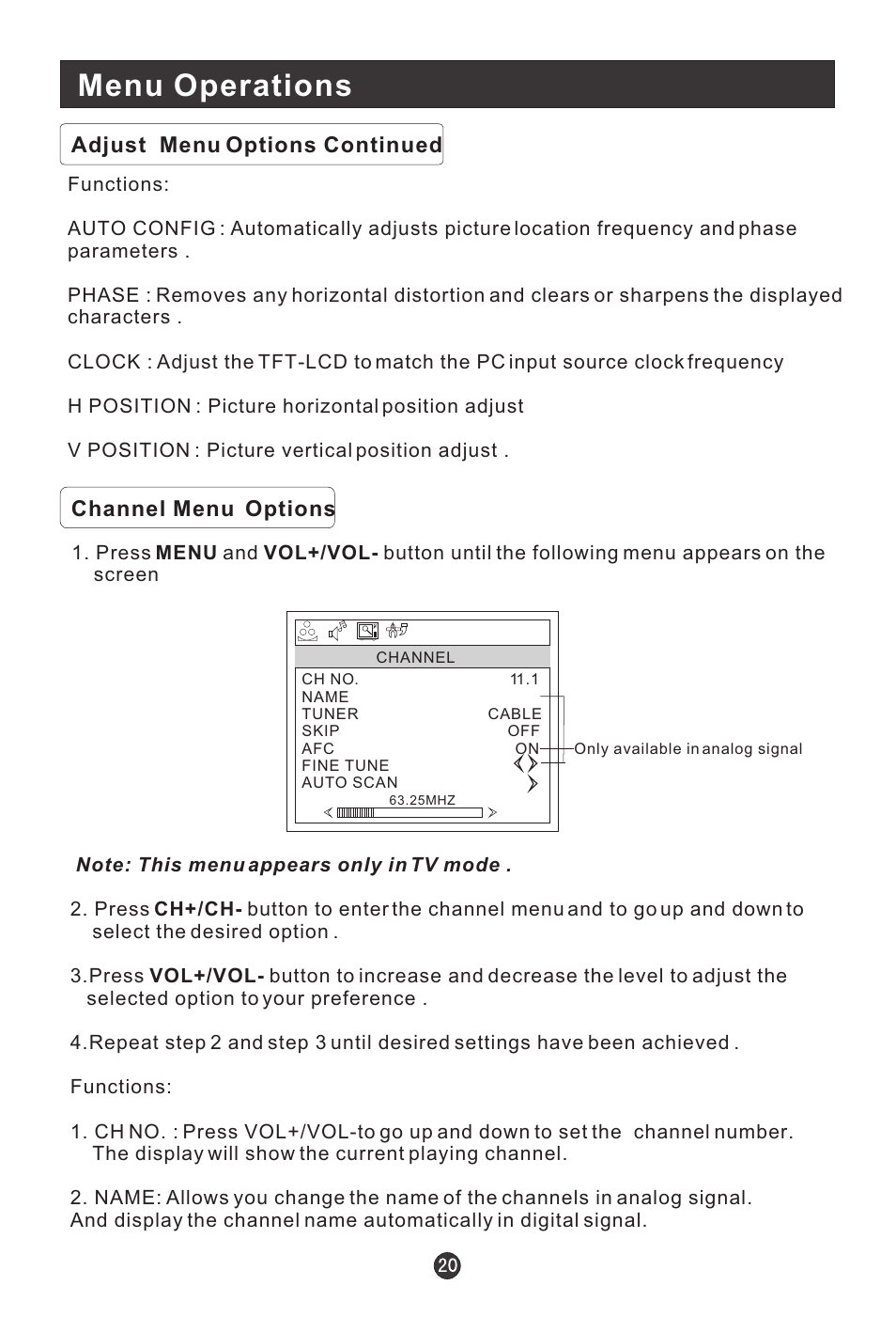 Menu operations | haier HLC15B User Manual | Page 25 / 42