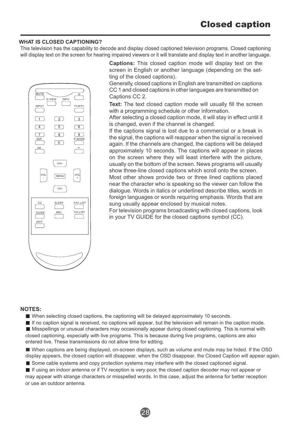 Closed caption | haier HTR20 User Manual | Page 29 / 80