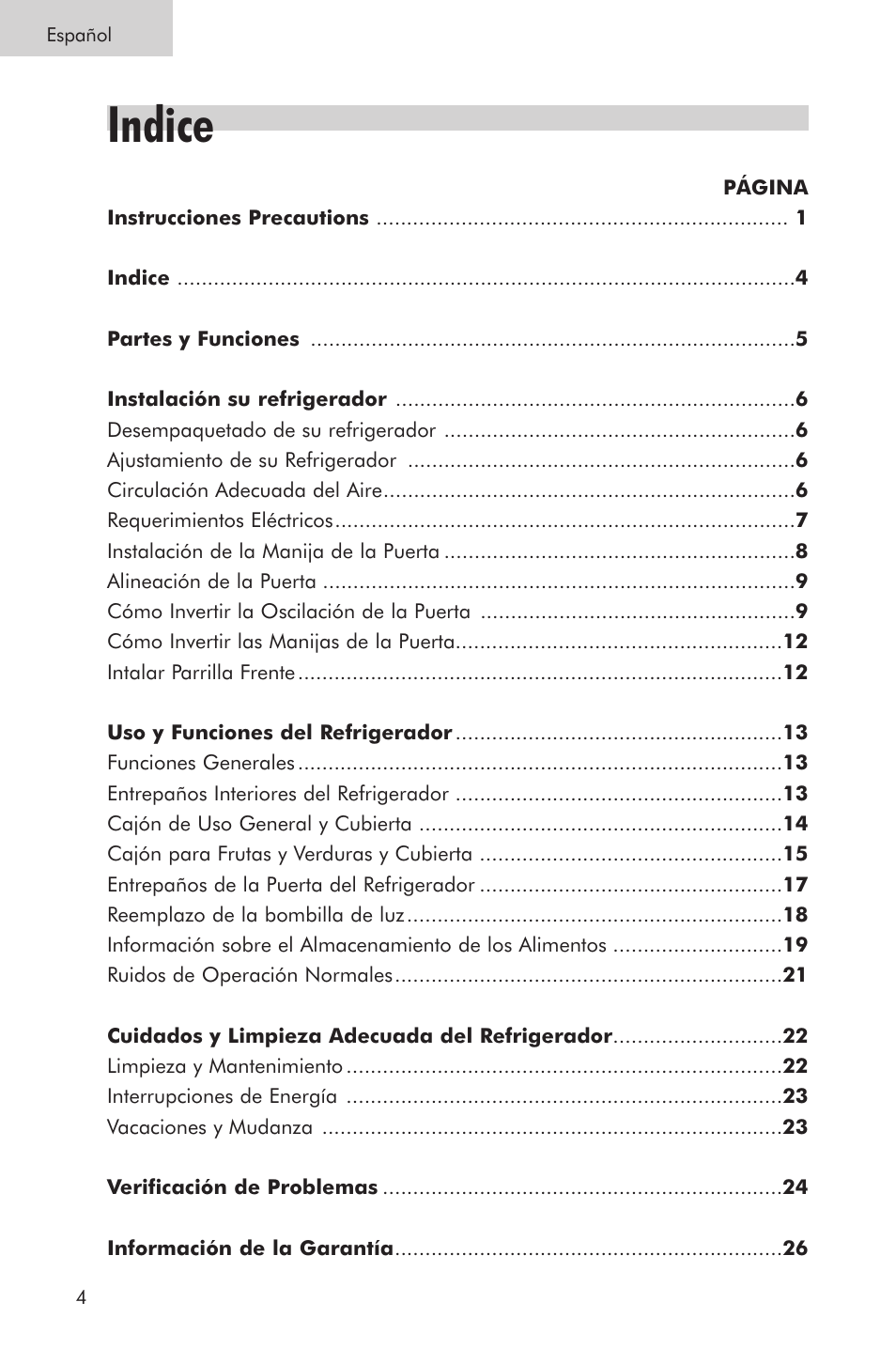 Indice | haier PRTS User Manual | Page 58 / 81