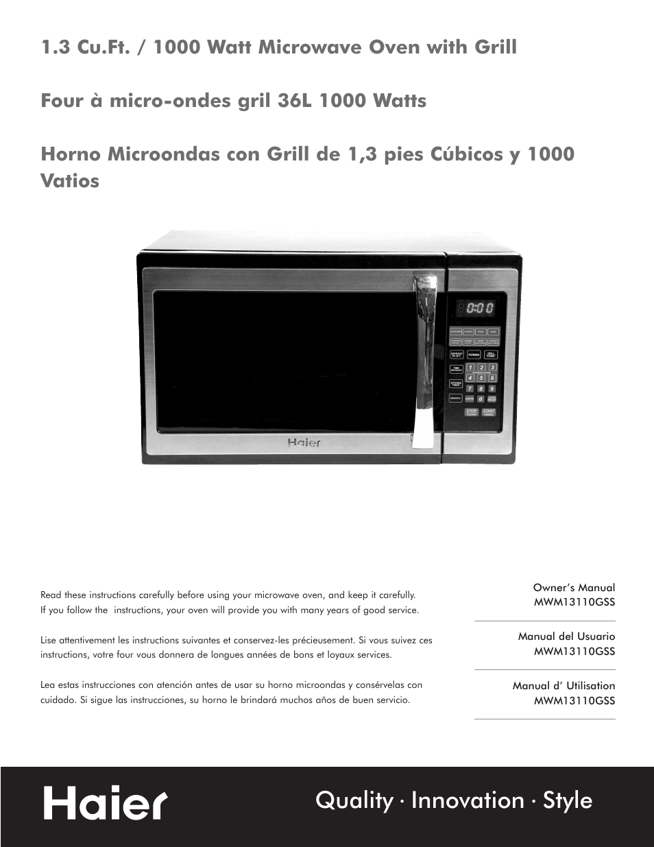 haier MWM13110GSS User Manual | 16 pages