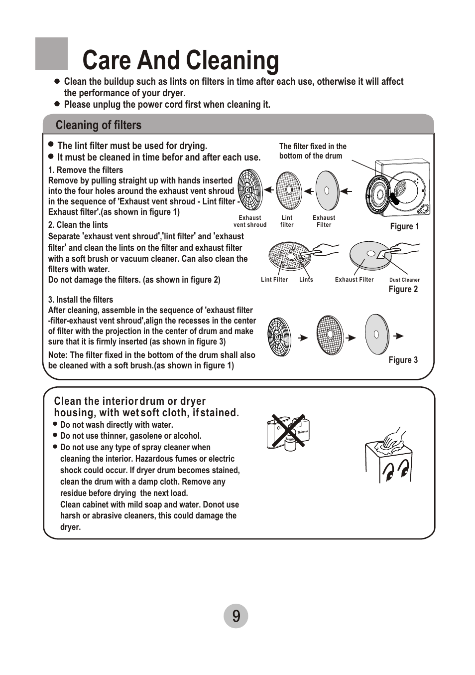 Т³гж 11, Care and cleaning, Cleaning of filters | haier HDM8.0-61 User Manual | Page 11 / 12