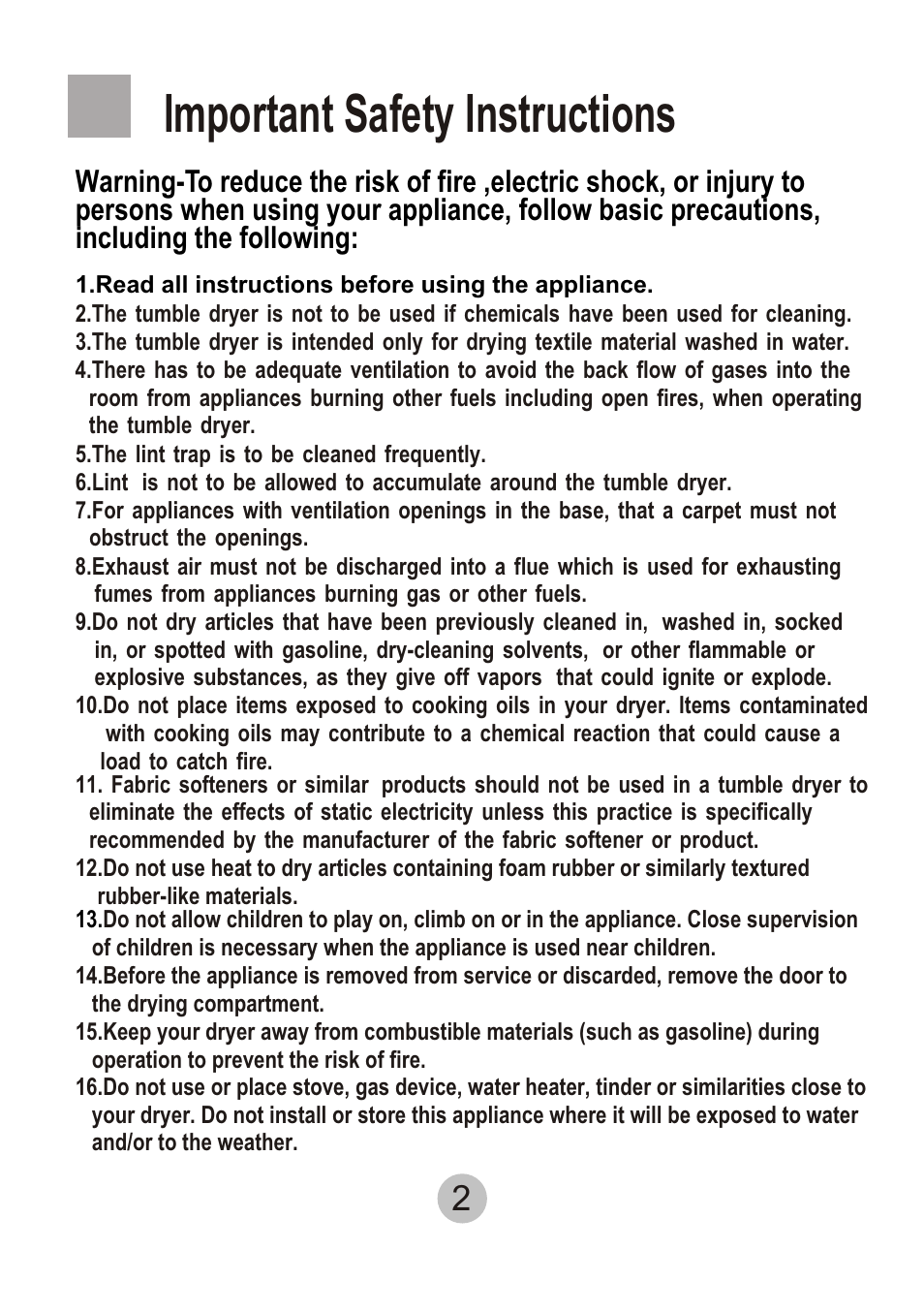 Т³гж 4, Important safety instructions | haier HDM8.0-61 User Manual | Page 4 / 12