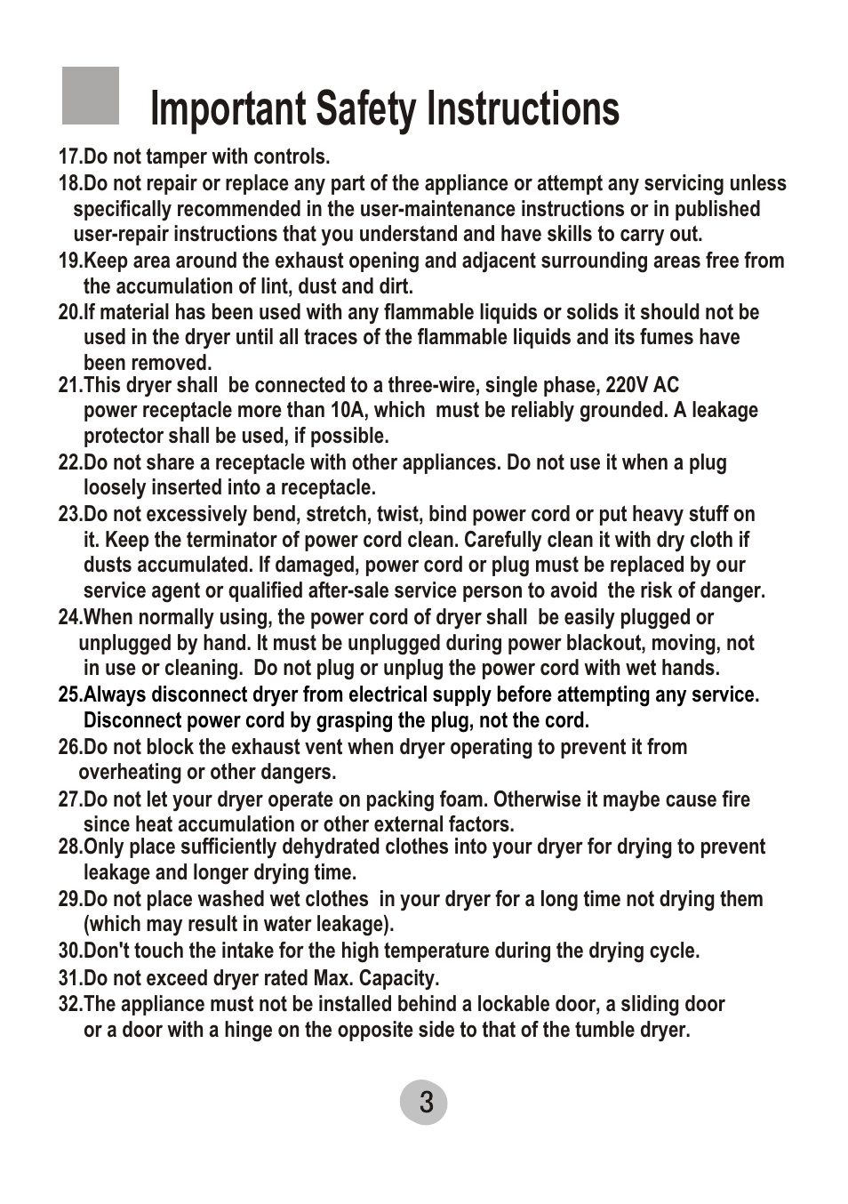 Т³гж 5, Important safety instructions | haier HDM8.0-61 User Manual | Page 5 / 12