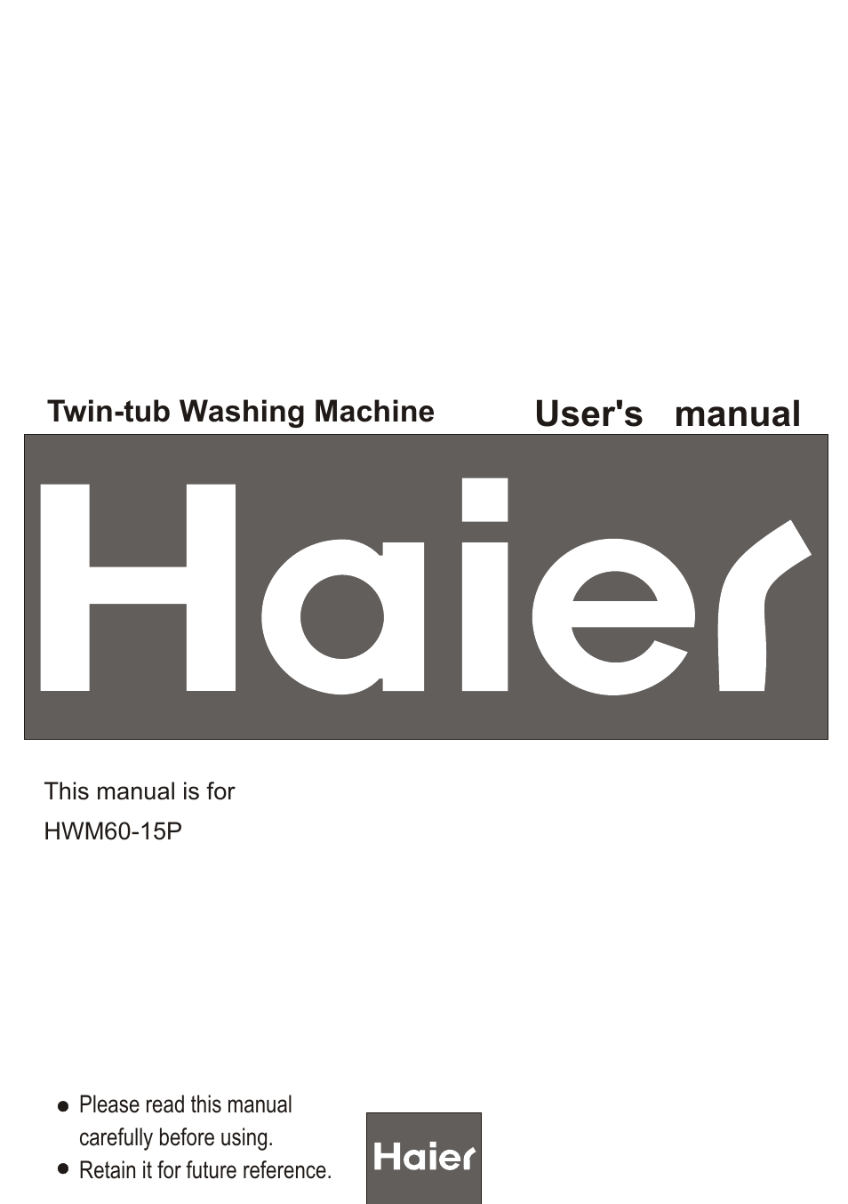 haier HWM60-15P User Manual | 19 pages