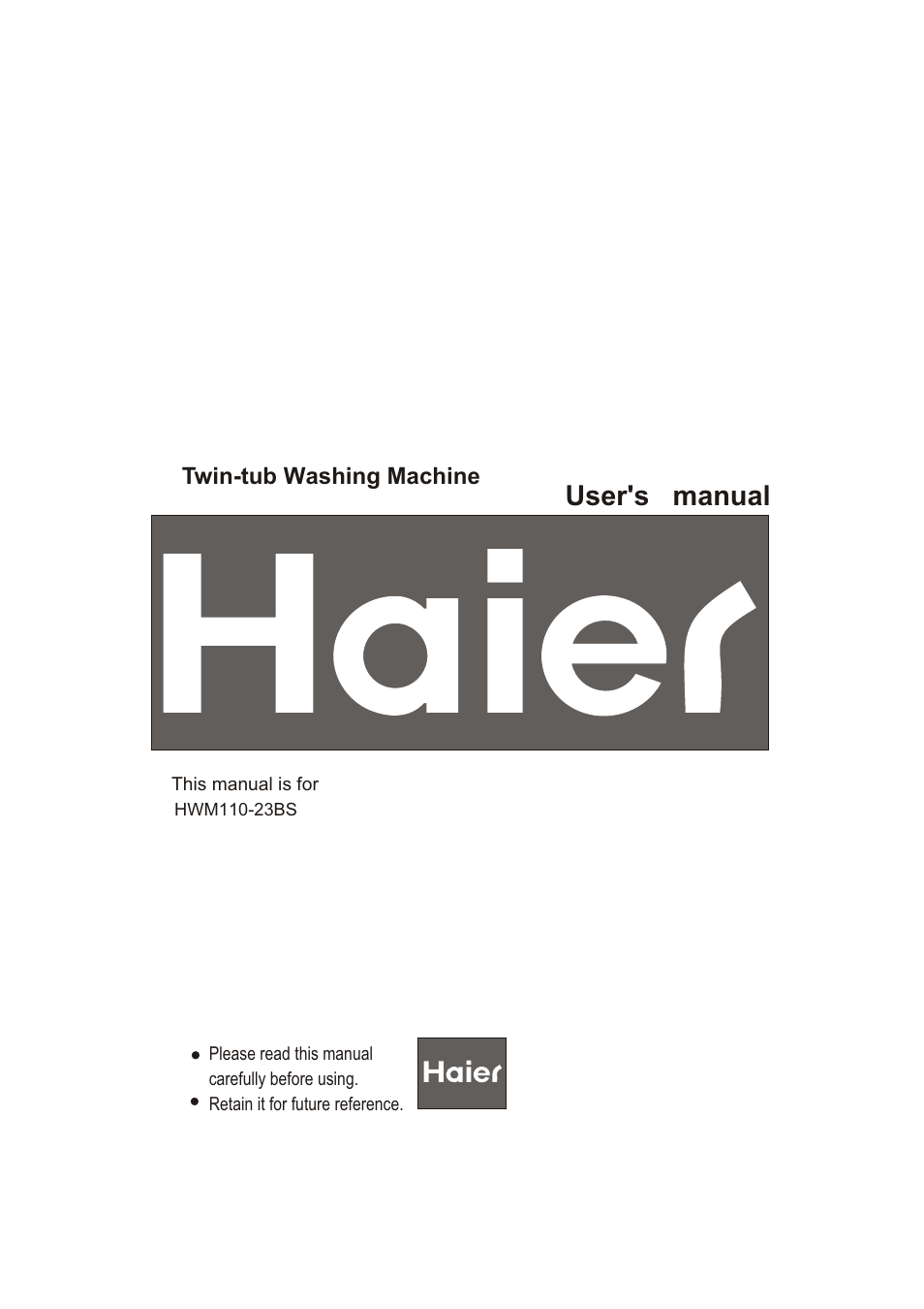 haier HWM110-23BS User Manual | 18 pages